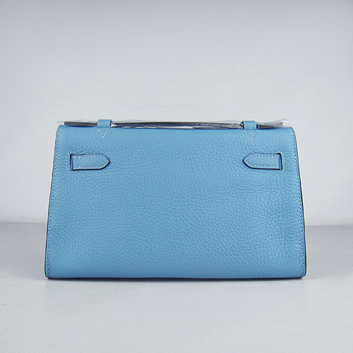 AAA Hermes Kelly 22 CM France Leather Handbag Light Blue H008 On Sale